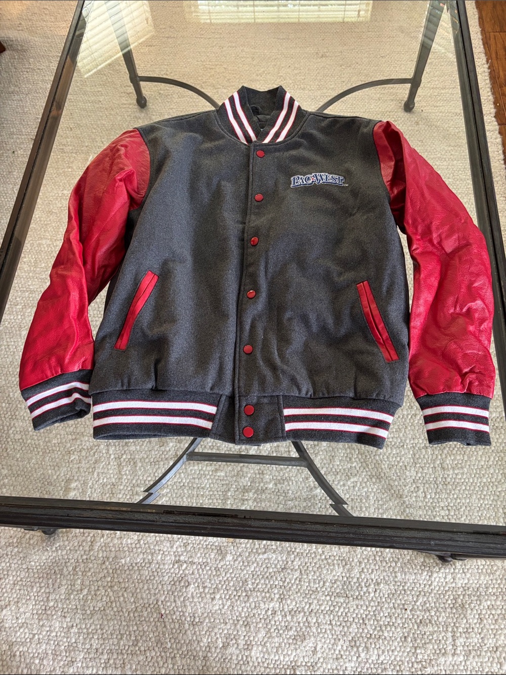 Cheerleading Black & Red Varsity Jacket with Embroidered Logo